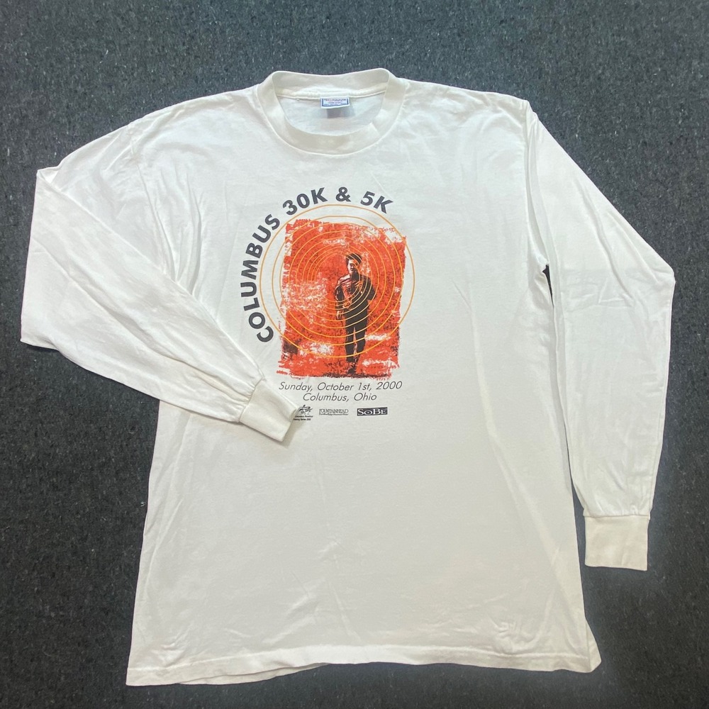 All Sport Vintage Y2K Men XL Columbus 30K 5K Race 2000 Graphic Long Sleeve Shirt